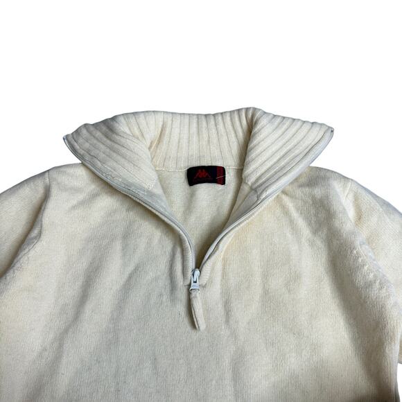 Robe de Kappa Wool High Neck Zip Cream Off-White Sweater Medium - Picture 2 of 5